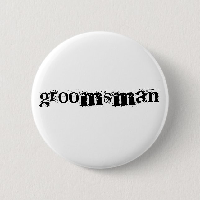 Groomsman Black Text 6 Cm Round Badge (Front)