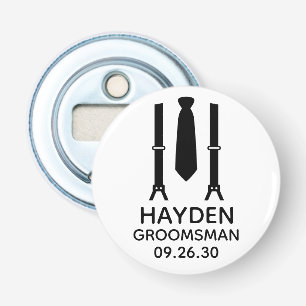 Groomsman Black Tie Bottle Opener
