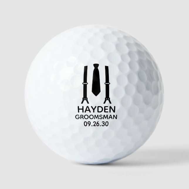 Groomsman Black Tie Golf Balls (Front)