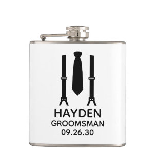 Groomsman Black Tie Hip Flask