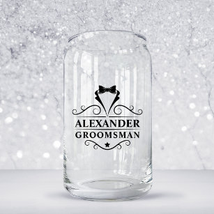 Groomsman Black Tie Shot Can Glass