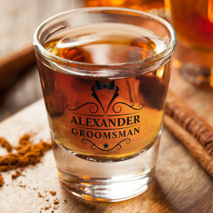 Groomsman Black Tie Shot Glass