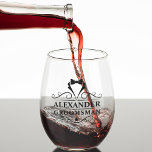 Groomsman Black Tie Shot Stemless Wine Glass<br><div class="desc">Wedding Groomsman Black Tie Shot Wine Glass</div>