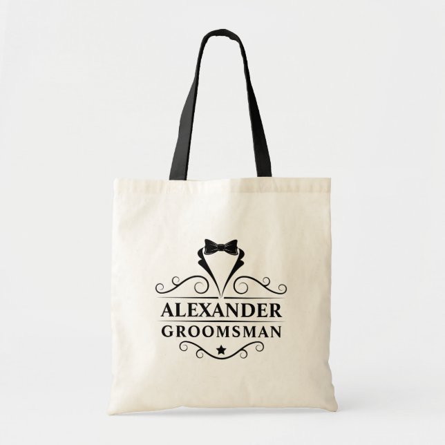 Groomsman Black Tie Tote Bag (Front)