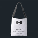 Groomsman Black Tie Wedding Swag Bag<br><div class="desc">These fun bags are designed as favours, gifts, or swag bags for wedding groomsmen. They feature an image of a black tie with three buttons and text that reads Groomsman with a space to enter his name as well as the wedding couple's names and wedding date. Great way to show...</div>