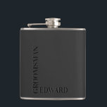 Groomsman Black Typography Embossed Look Monogram Hip Flask<br><div class="desc">Perfect gift for your groomsman. Minimalistic black typography with embossed look and custom name of the groomsman.</div>