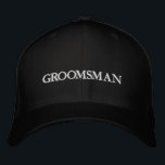 Groomsman black white custom text chic wedding embroidered hat<br><div class="desc">Chic Groomsman black and white elegant chic wedding Embroidered Baseball Cap. Fully customizable text.
Available in many colors and options.</div>