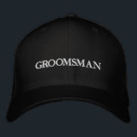 Groomsman black white custom text chic wedding embroidered hat<br><div class="desc">Chic Groomsman black and white elegant chic wedding Embroidered Baseball Cap. Fully customizable text.
Available in many colors and options.</div>