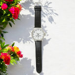 Groomsman Black White Script Wedding   Watch<br><div class="desc">Groomsman Wedding Watch in Black White Script for Wedding. Check out our store collection below for matching items.</div>