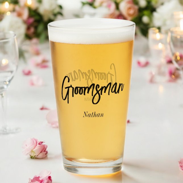 Groomsman Black White Wedding Glass Cup (Creator Uploaded)