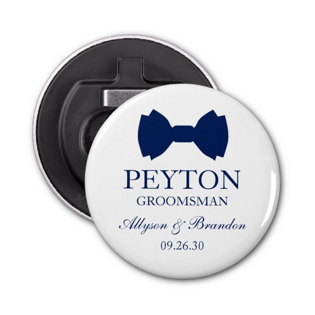 Groomsman Blue Bow Tie Bottle Opener (Front)