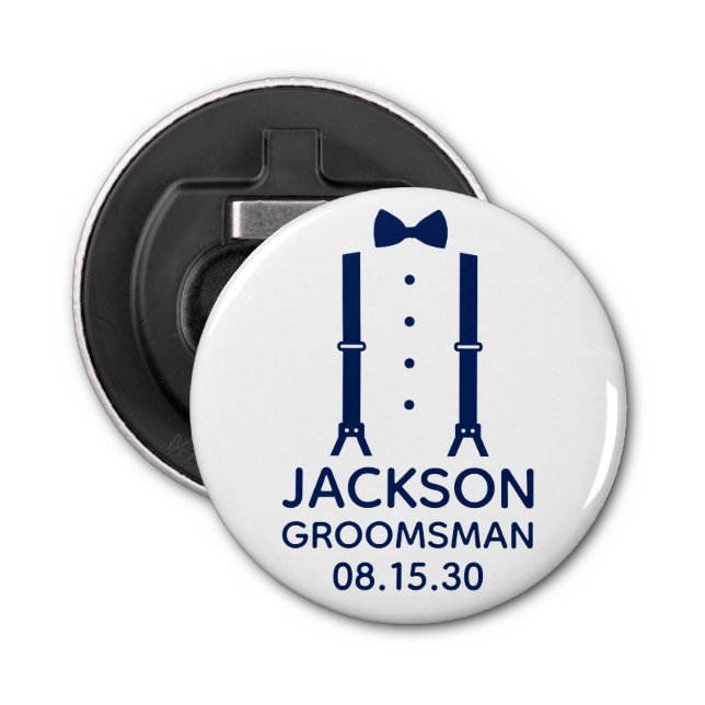 Groomsman Blue Bow Tie Bottle Opener (Front)