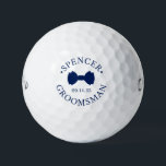 Groomsman Blue Bow Tie Golf Balls<br><div class="desc">These golf balls are a great favour for the groomsman in your wedding. They feature a blue bow tie with the groomsman's name and the word Groomsman in a modern CAP font along with the wedding date. They'd be great for a bachelor party or weekend. The job title can be...</div>