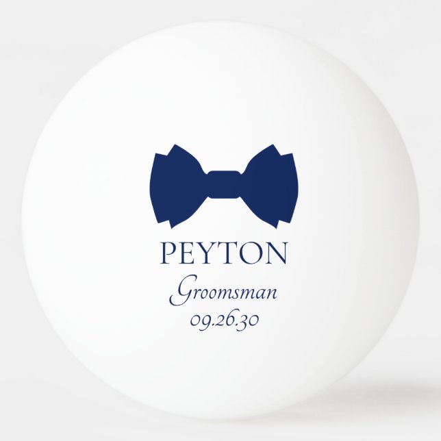Groomsman Blue Bow Tie Ping Pong Ball (Front)