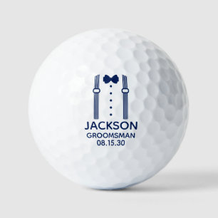 Groomsman Blue Bow Tie With Suspenders Golf Balls