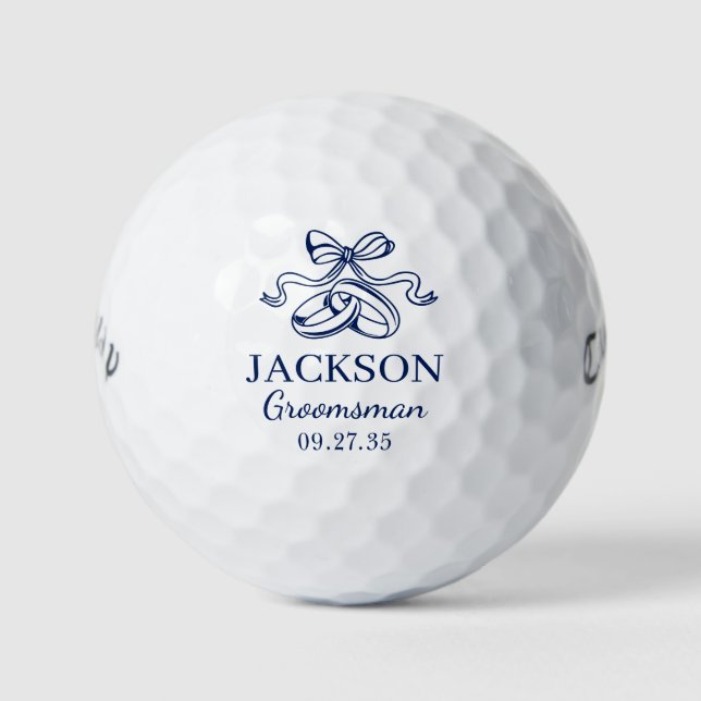 Groomsman Blue Wedding Rings Golf Balls (Front)