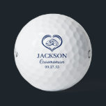 Groomsman Blue Wedding Rings Golf Balls<br><div class="desc">These golf balls are a great favor for the groomsmen in your wedding party. They feature a pair of wedding rings inside a heart in blue. With a first name in a traditional CAP font and the job groomsman in a coordinating script font also in blue they're perfect for the...</div>
