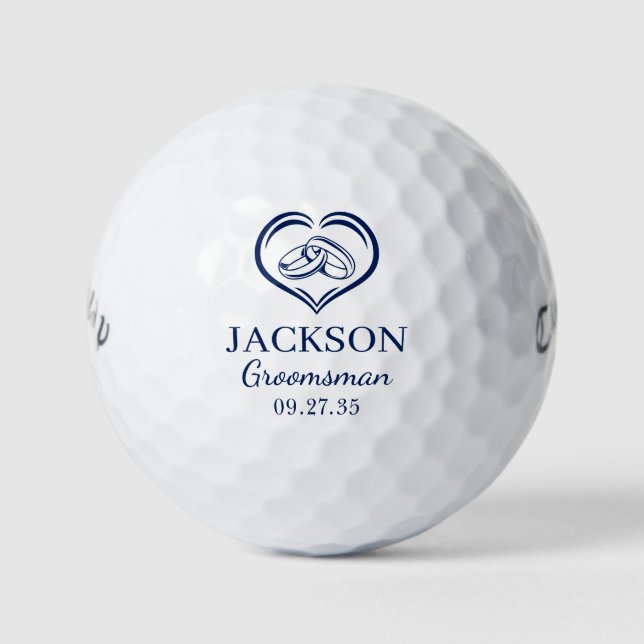 Groomsman Blue Wedding Rings Golf Balls (Front)