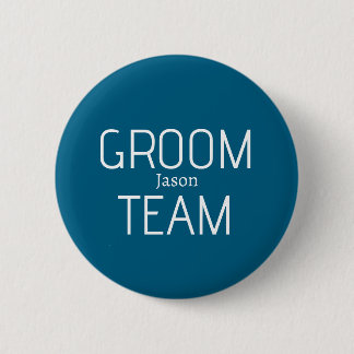 groomsman bold groom team gray blue white bachelor 6 cm round badge