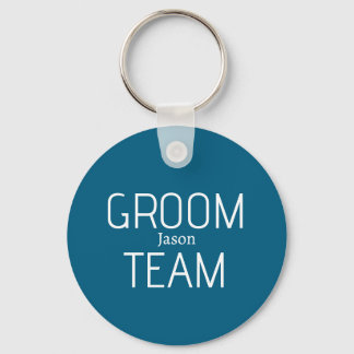 groomsman bold groom team gray blue white bachelor key ring