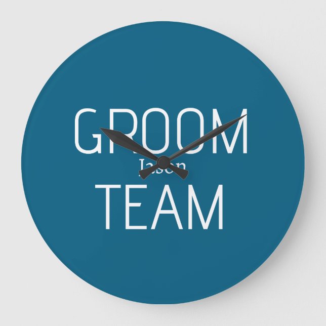 groomsman bold groom team gray blue white bachelor large clock (Front)