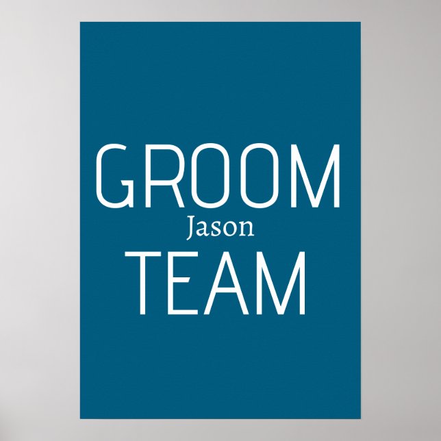 groomsman bold groom team gray blue white bachelor poster (Front)