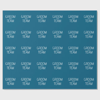 groomsman bold groom team gray blue white bachelor wrapping paper