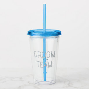 groomsman bold groom team grey blue white bachelor acrylic tumbler