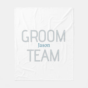 groomsman bold groom team grey blue white bachelor fleece blanket
