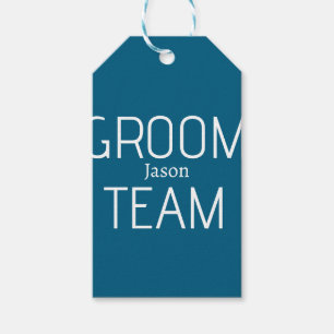 groomsman bold groom team grey blue white bachelor gift tags