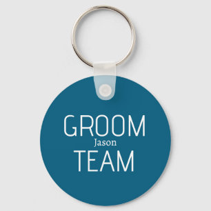 groomsman bold groom team grey blue white bachelor key ring