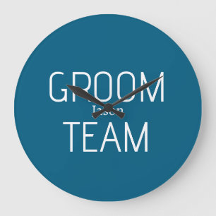 groomsman bold groom team grey blue white bachelor large clock