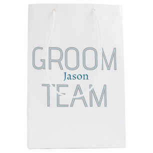 groomsman bold groom team grey blue white bachelor medium gift bag