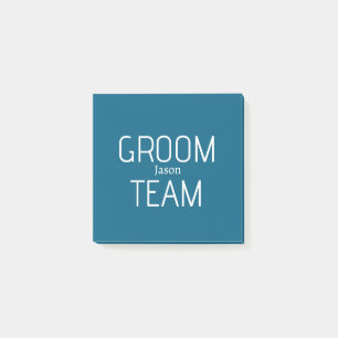 groomsman bold groom team grey blue white bachelor post-it notes