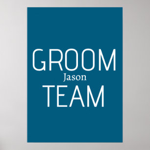 groomsman bold groom team grey blue white bachelor poster