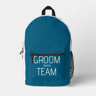 groomsman bold groom team grey blue white bachelor printed backpack