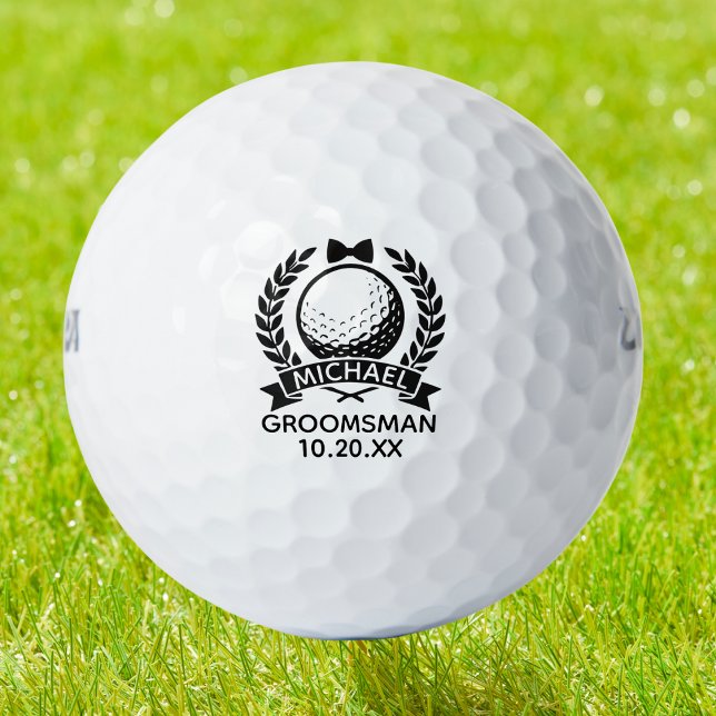 Groomsman Bowtie Best Man Wedding Personalized Golf Balls (Creator Uploaded)