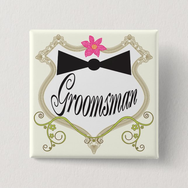 Groomsman BowTie Wedding Badges (Front)
