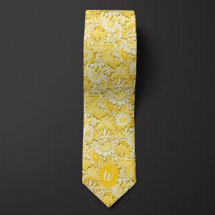 Groomsman Buttercream Yellow Monogram Tie