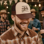 Groomsman Cowboy Western Bachelor Party Trucker Hat<br><div class="desc">Thank your groomsmen with these fun western themed bachelor party trucker hats! The fun design features vintage woodcut lettering reading: Groomsman. There is a cowboy boot,  hat,  and sheriff's badge reading "Party Posse". The bottom has space for the groom's name and the date of the bachelor party.</div>