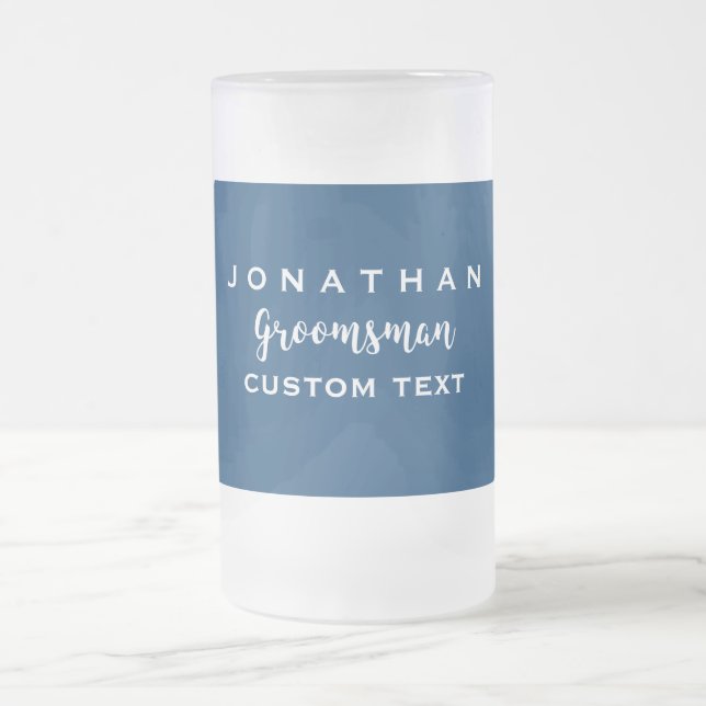 Groomsman Custom Wedding Favour Modern Monogram Frosted Glass Beer Mug (Center)