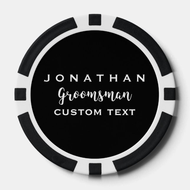 Groomsman Custom Wedding Favour Modern Monogram Poker Chips (Front)