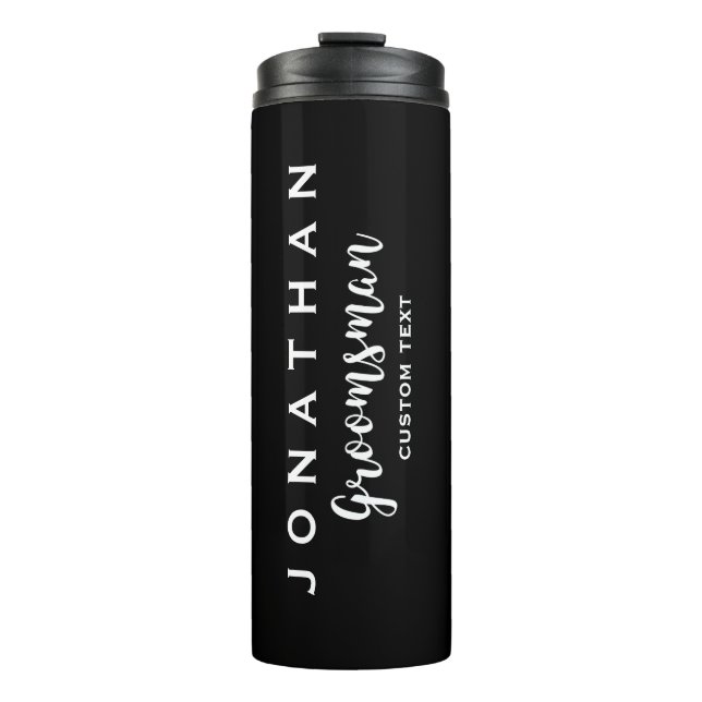 Groomsman Custom Wedding Favour Modern Monogram Thermal Tumbler (Front)
