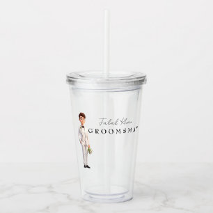 Groomsman  Cute Cartoon groom with script  Acrylic Tumbler