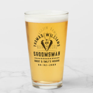 Groomsman Elegant Black Tuxedo Wedding Gift Glass