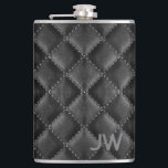 Groomsman Embossed Monogram Black Leather Hip Flask<br><div class="desc">This monogram flask blends timeless style with a modern twist,  offering a sophisticated and personalised gift for your groomsman. The sleek faux leather exterior is reminiscent of genuine leather while being cruelty free,  eco friendly and budget friendly.</div>