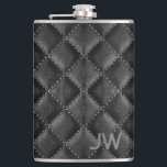 Groomsman Embossed Monogram Black Leather Hip Flask<br><div class="desc">This monogram flask blends timeless style with a modern twist,  offering a sophisticated and personalised gift for your groomsman. The sleek faux leather exterior is reminiscent of genuine leather while being cruelty free,  eco friendly and budget friendly.</div>