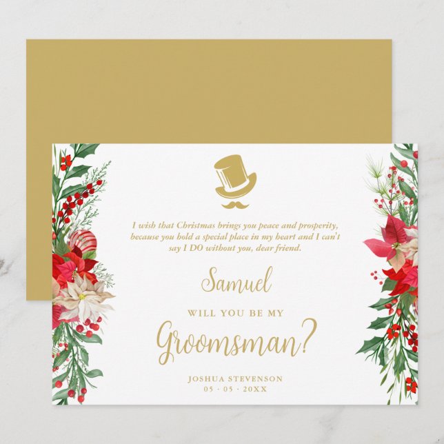 Groomsman Fancy Luxury Christmas Proposal Card (Front/Back)