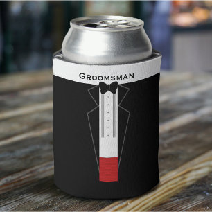 Groomsman Favor Tuxedo Wedding Can Cooler