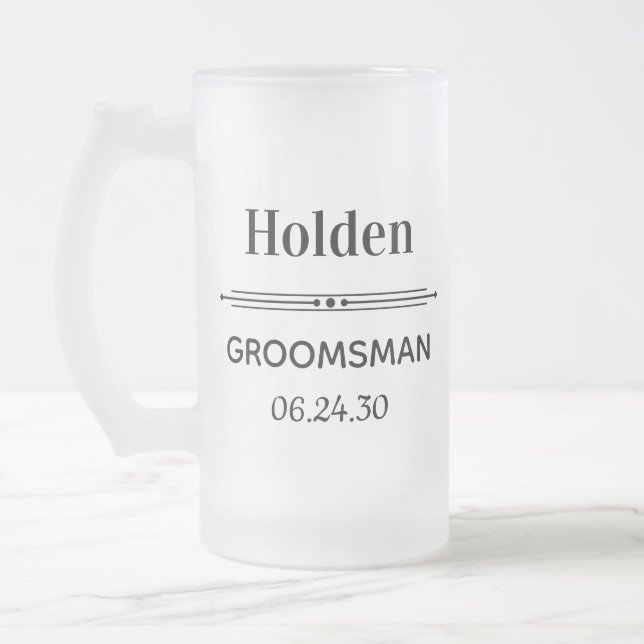 Groomsman Favour Personalised Frosted Glass Beer Mug (Left)